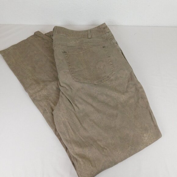 Tribal Pants - Tribal Brand Women Size 14 Pants Taupe Straight Cut Snake Skin Print Metallic
